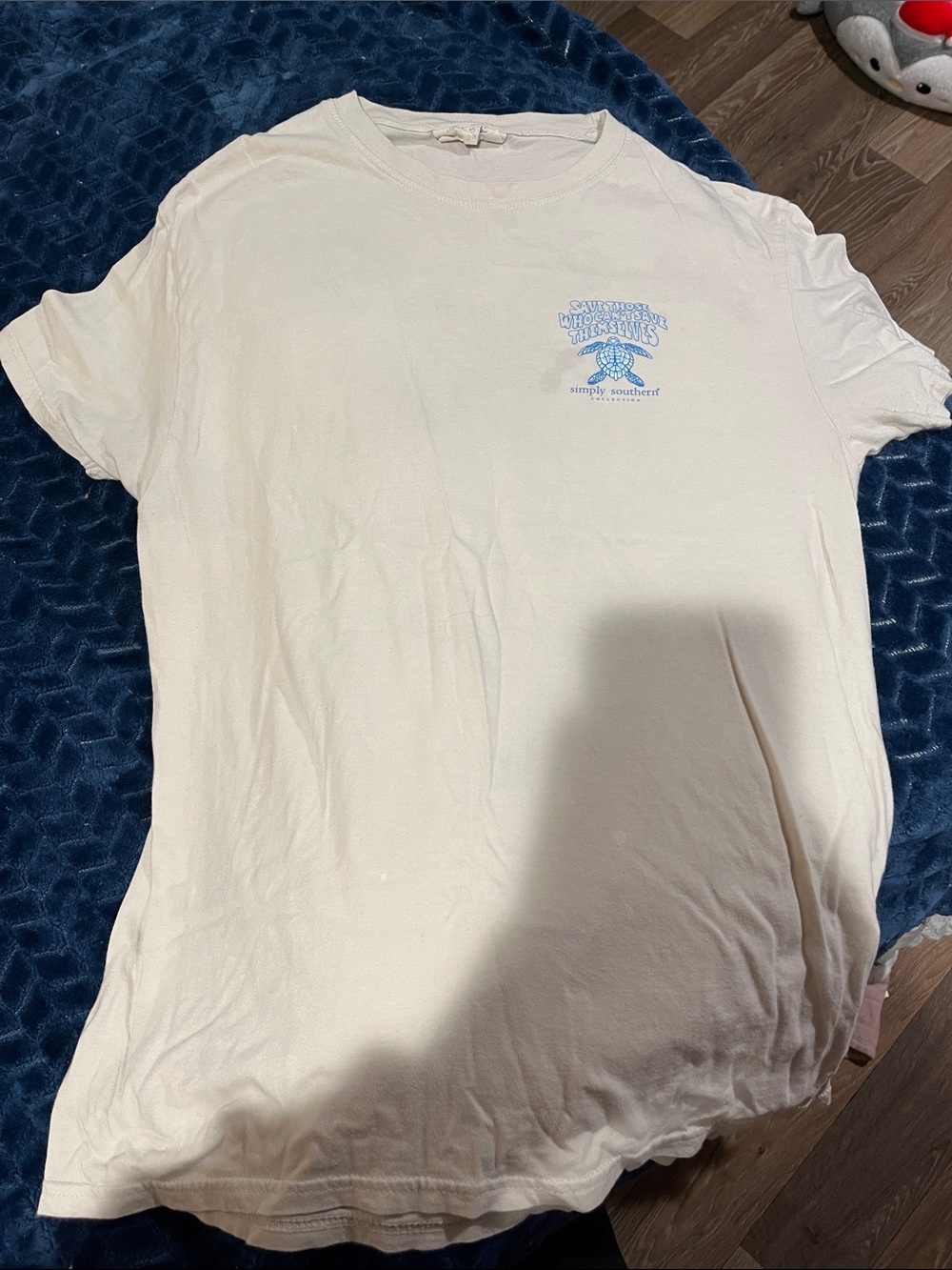 Simply Southern Cream Tee with Light Blue Chest Logo